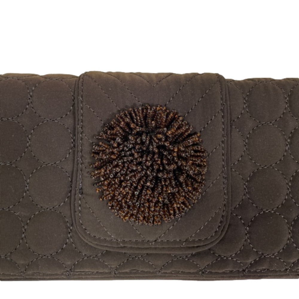 Vera Bradley Dazzle Clutch Brown Quilted Beaded